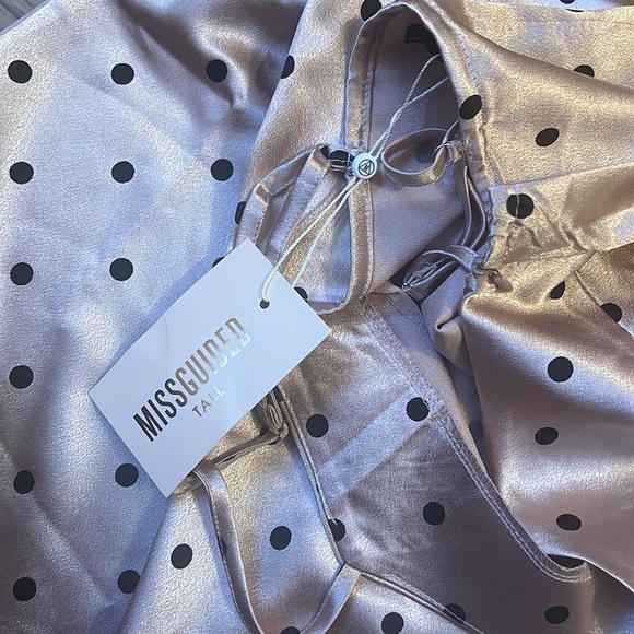 Missguided Satin Strappy Polka Dot Mini Dress - Picture 6 of 8